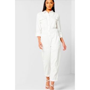 Ted Baker White Long-Sleeve Utility Jumpsuit